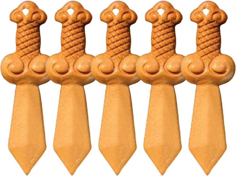 剣 チャーム 天然 桃の木 木彫り 木製ビーズ ルース ビーズ Diy ジュエリー アクセサリー 5個