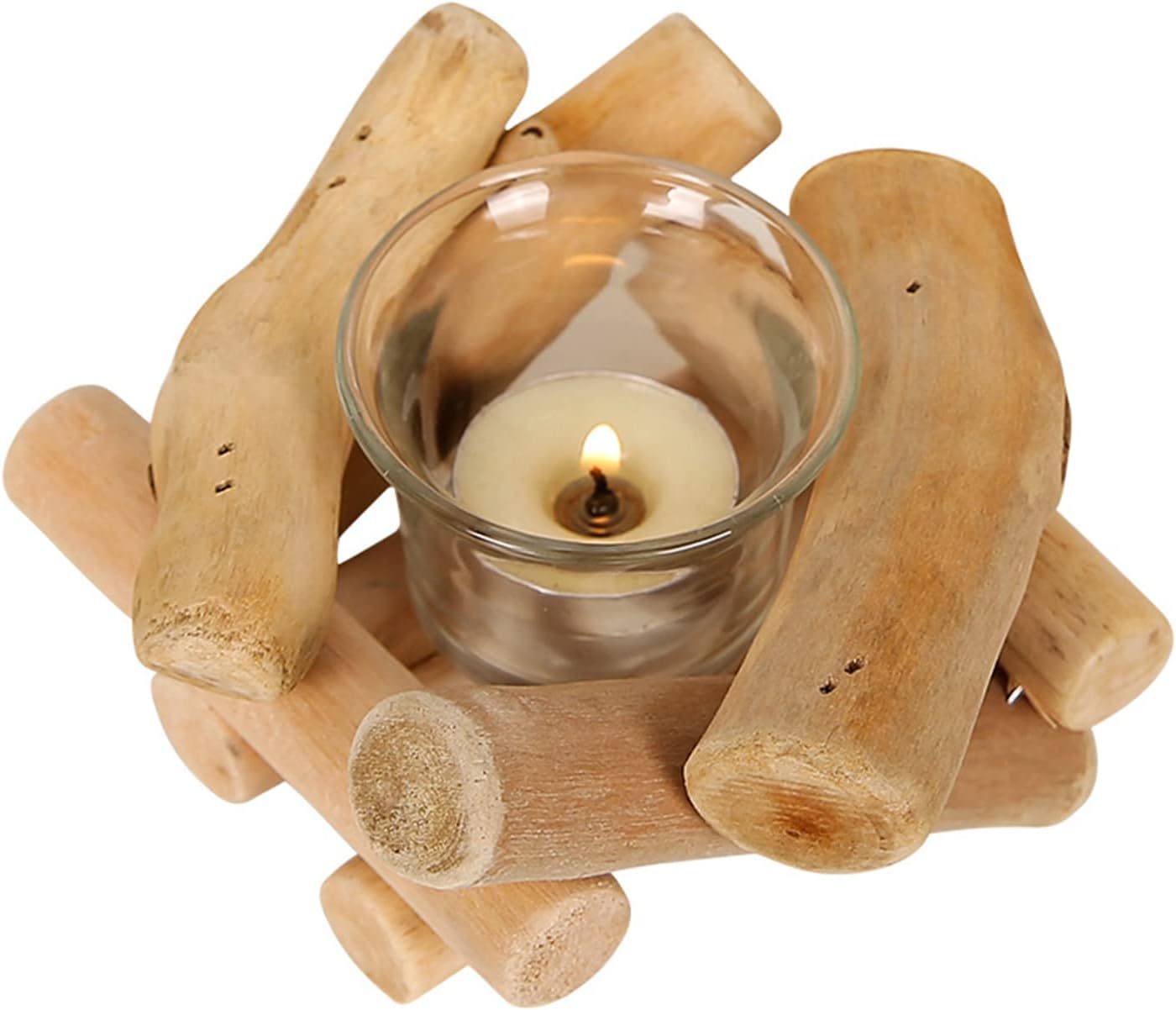 キャンドルホルダー キャンドル スタンド ホルダー 木製 木 ガラス 北欧 おしゃれ アンティーク ミニ　2個セット