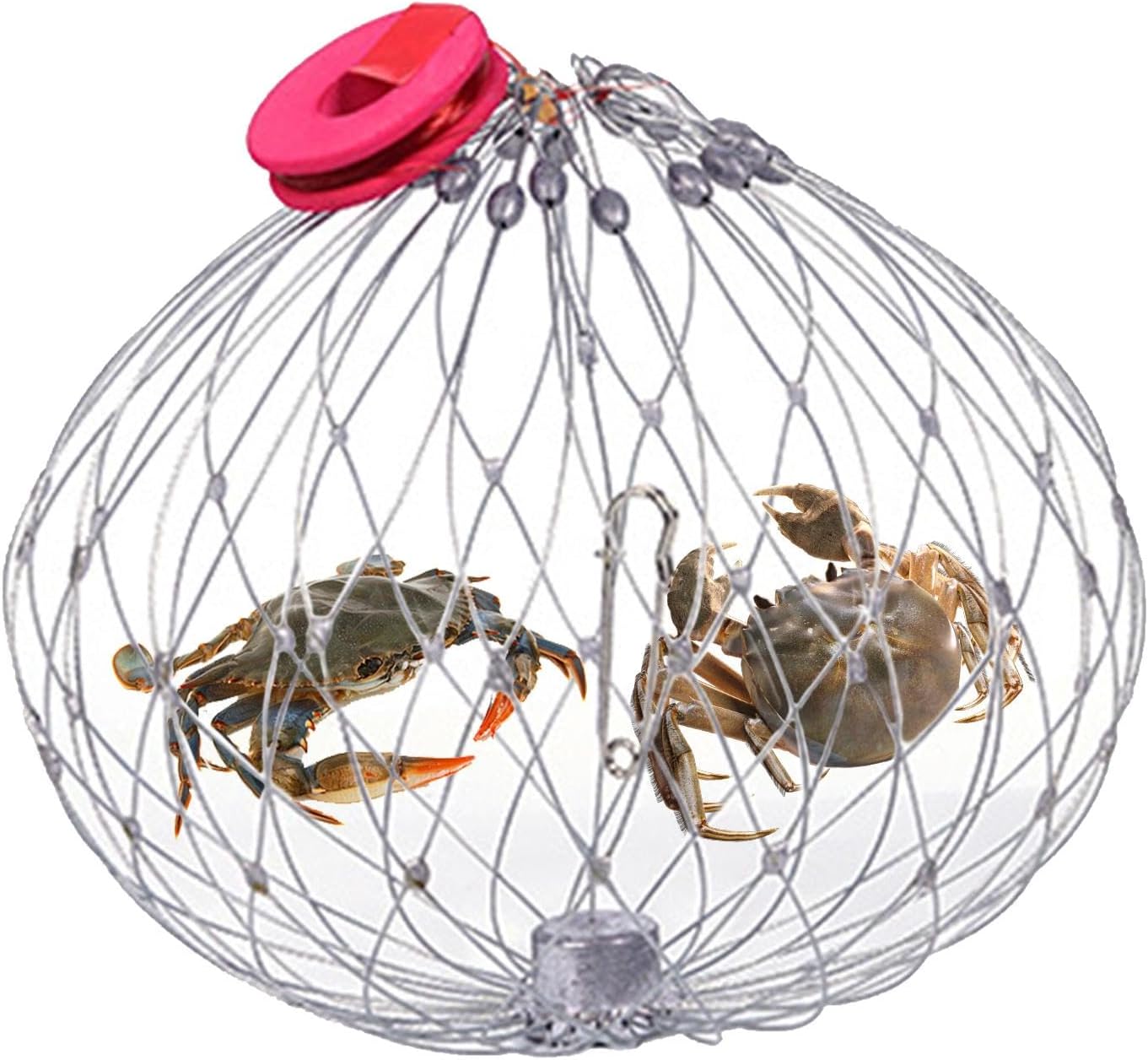 魚用鋼線カニ網自動開閉式ワイヤーフィッシュバスケットステンレススチール漁網ケージ カニ バスケット ステンレス鋼カニトラップカニを捕まえるためのポータブルフィッシングカニトラップネット初心者向けの淡水海水釣りアクセサリー 釣り愛好家向け