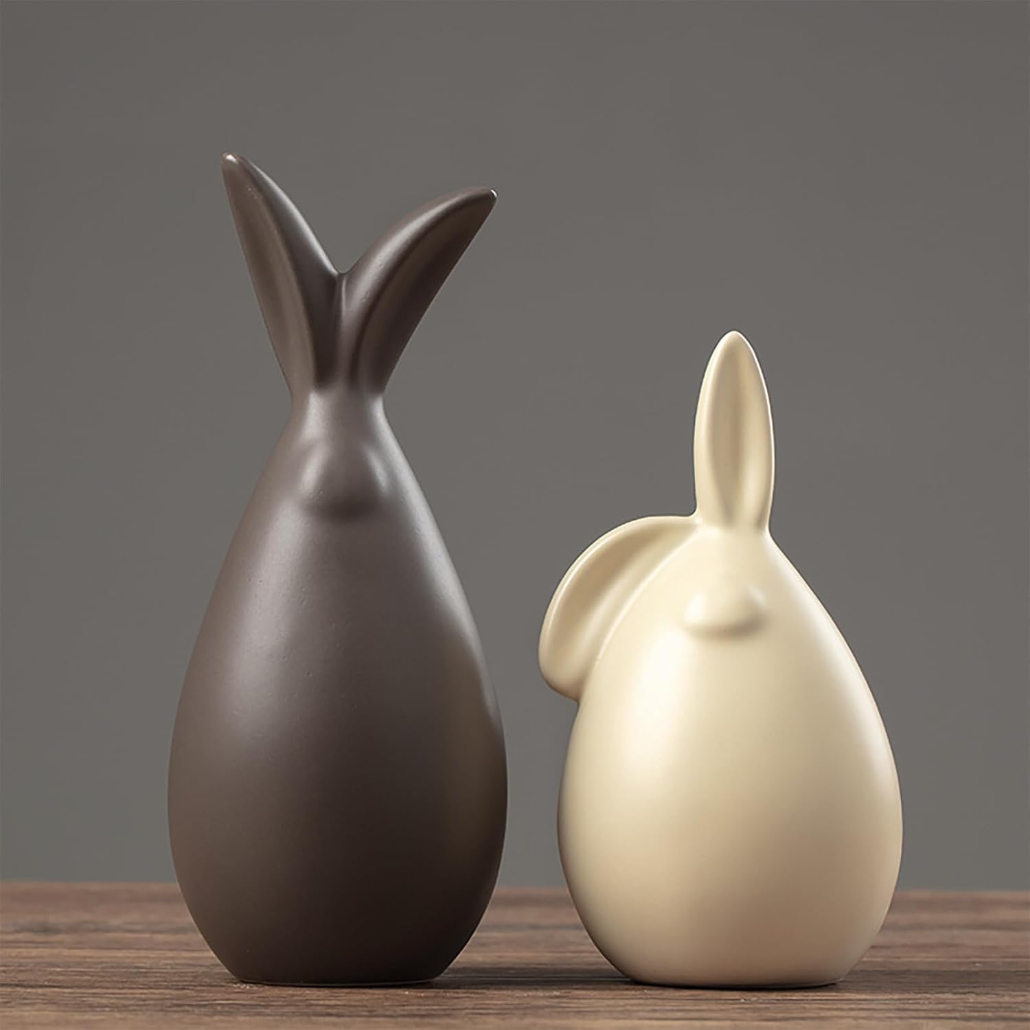 セラミックバニーラビット像 彫刻 動物 アート 磁器 置物 ホームデコレーション リビングルーム ブックシェルフ カービネット デスクトップ オーナメント
