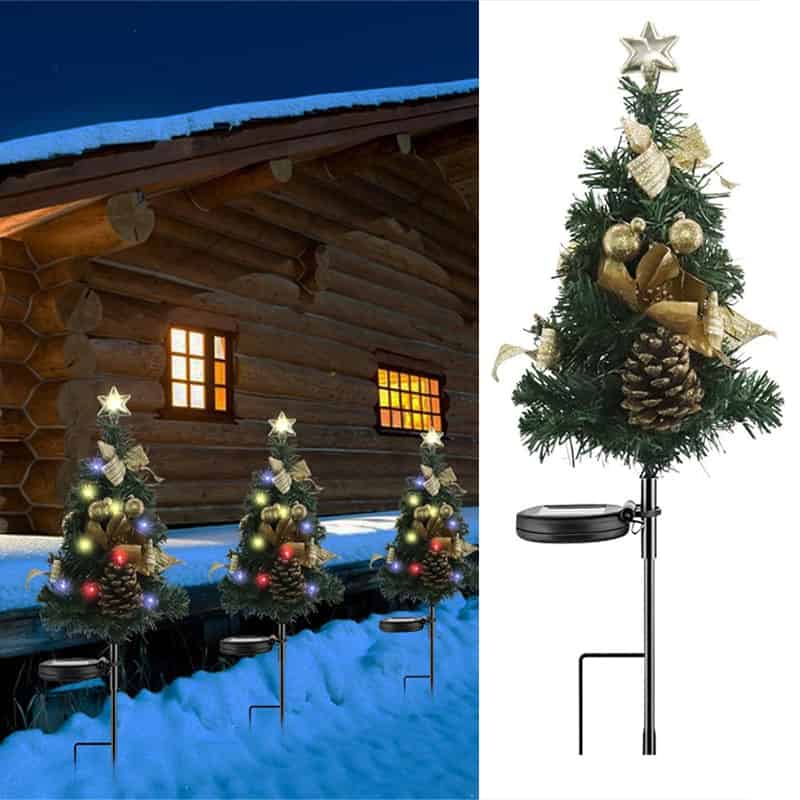 クリスマスツリーソーラーライト 2本 埋め込み式 20LED クリスマス 庭 新年 結婚式,休暇 家,パティオ ..