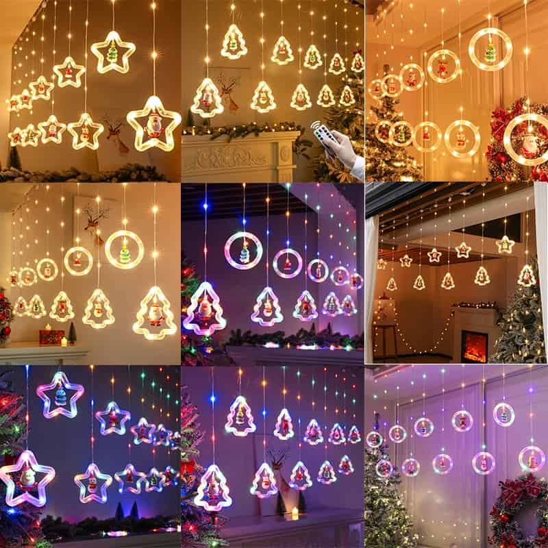 クリスマス サンタさん USB充電式 3*0.6m 10個吊り 8種類点滅 おしゃれ LEDイルミネーション 飾りライ..