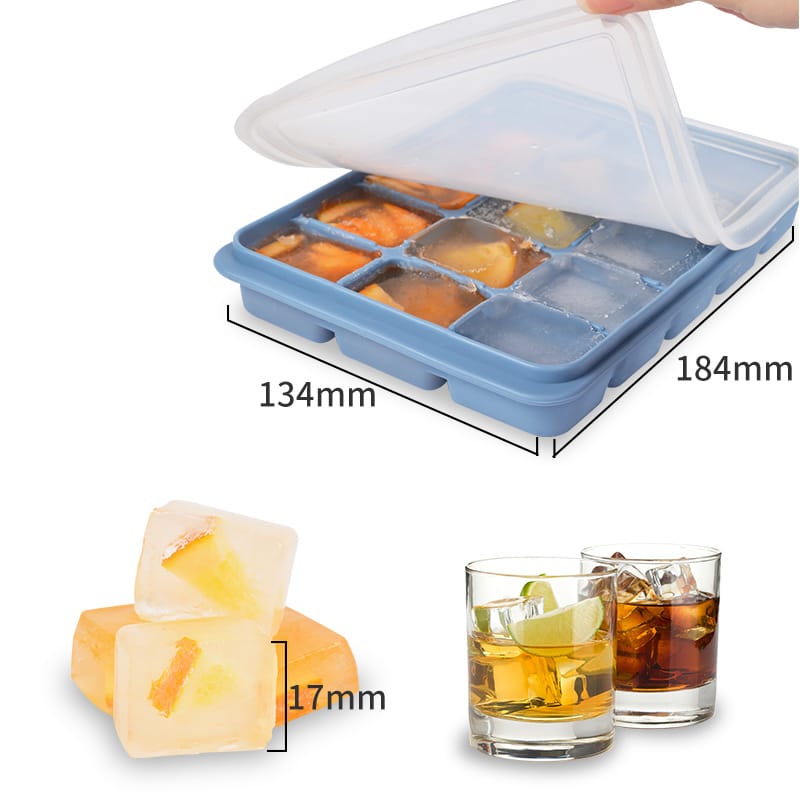 シリコン製氷皿 アイスキューブ 氷トレー ふた付き 小分け やわらかい 取り出しやすい 冷凍保存 耐久 家庭用 車載