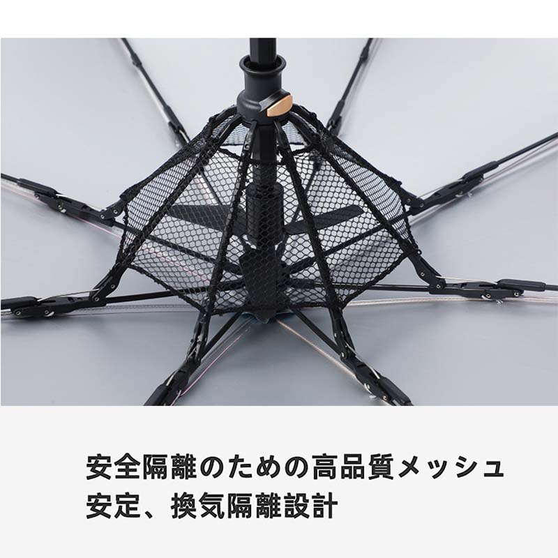 自動開閉晴雨兼用傘 超軽量カーボン ボーダー オフ×グレー 〈AEX53FD-063PI OF+GY〉 晴雨兼用傘