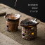 茶香炉一式セット茶香炉 陶器 アロマ炉 浮き彫り 加熱 茶こうろ 小皿 キャンドルトレイ 茶葉用 ティーウォーマー 茶色 レトロ