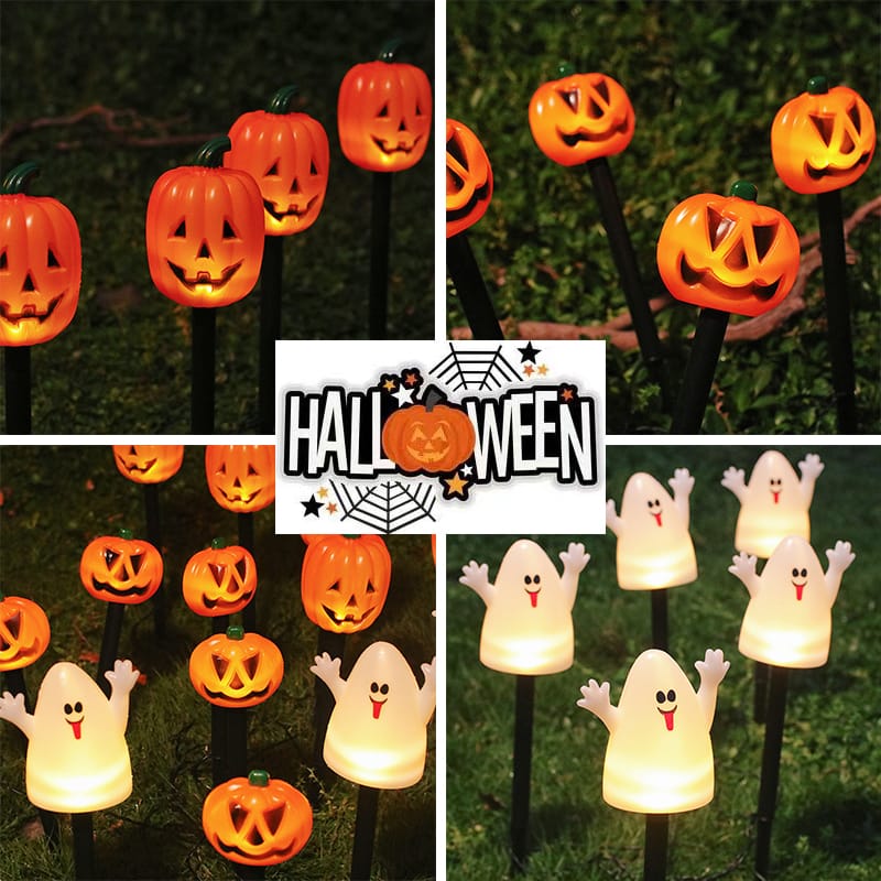 【5連セット】ハロウィン ソーラーライト カボチャ 幽霊 ガーデニング パンプキン カボチャランタン ハロウィン装飾 イルミネーション 庭園灯 芝生ランプ 自動点灯 芝生 庭 風景 ソーラー充電 電飾 飾りライト パーティ 装飾 防水