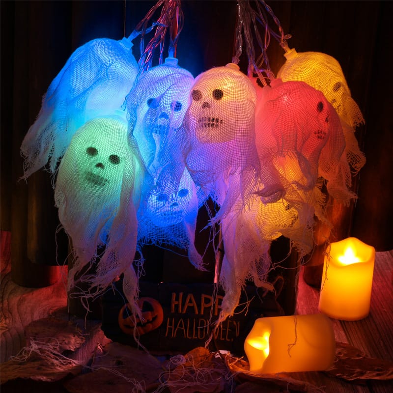 2.52m 10球 火 ストリングライト ハロウィン 飾り LED 雰囲気ライト 鬼火 狐火 幽霊 ハロウィン電飾 雰囲気作り ホラー 風景装飾 室内 玄関 駐車場 玄関 屋根 学園祭 2308