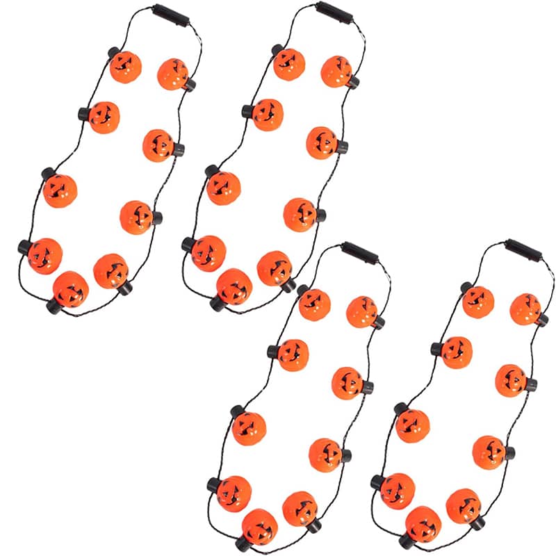 【4本セット】 ストリング カボチャ ネックレス LED ライト 照明 チェーン 2308