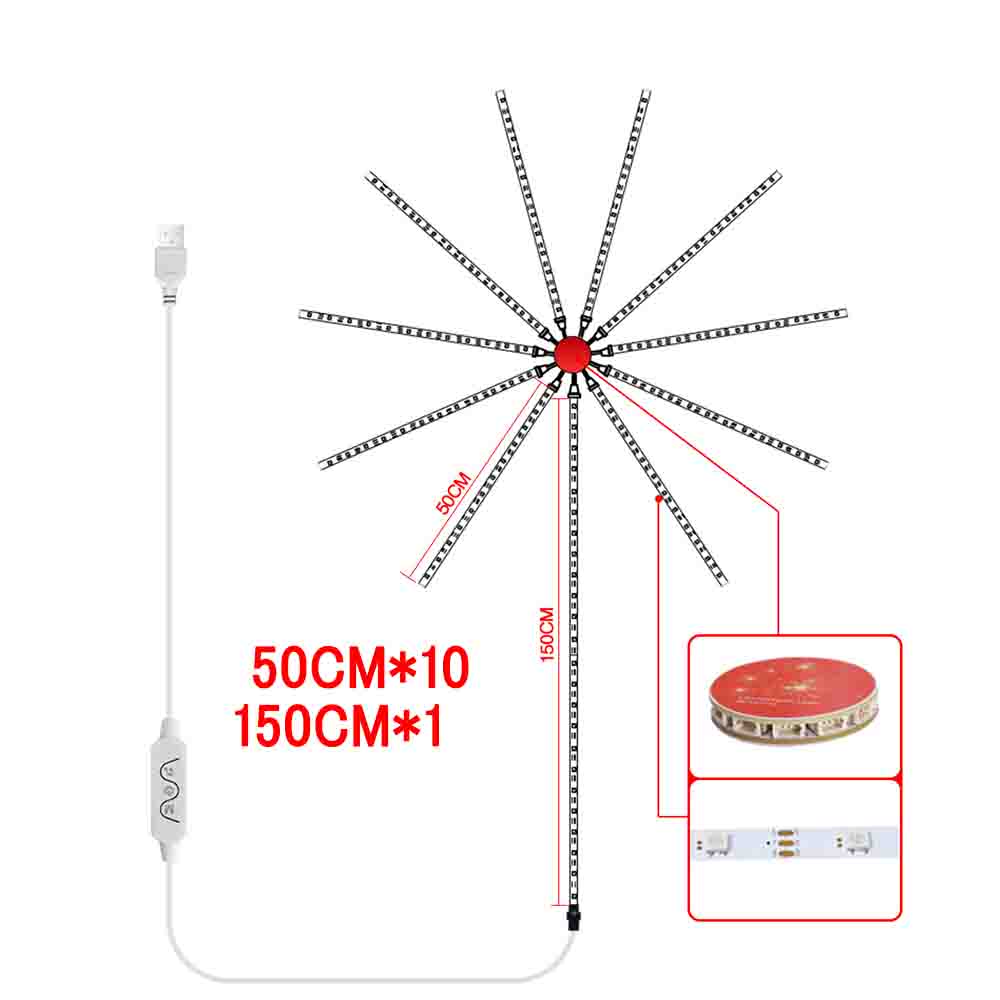 LED花火テープライト APP操作 USB花火ライト 音楽と同期色変化花火ライト 店舗/カ...
