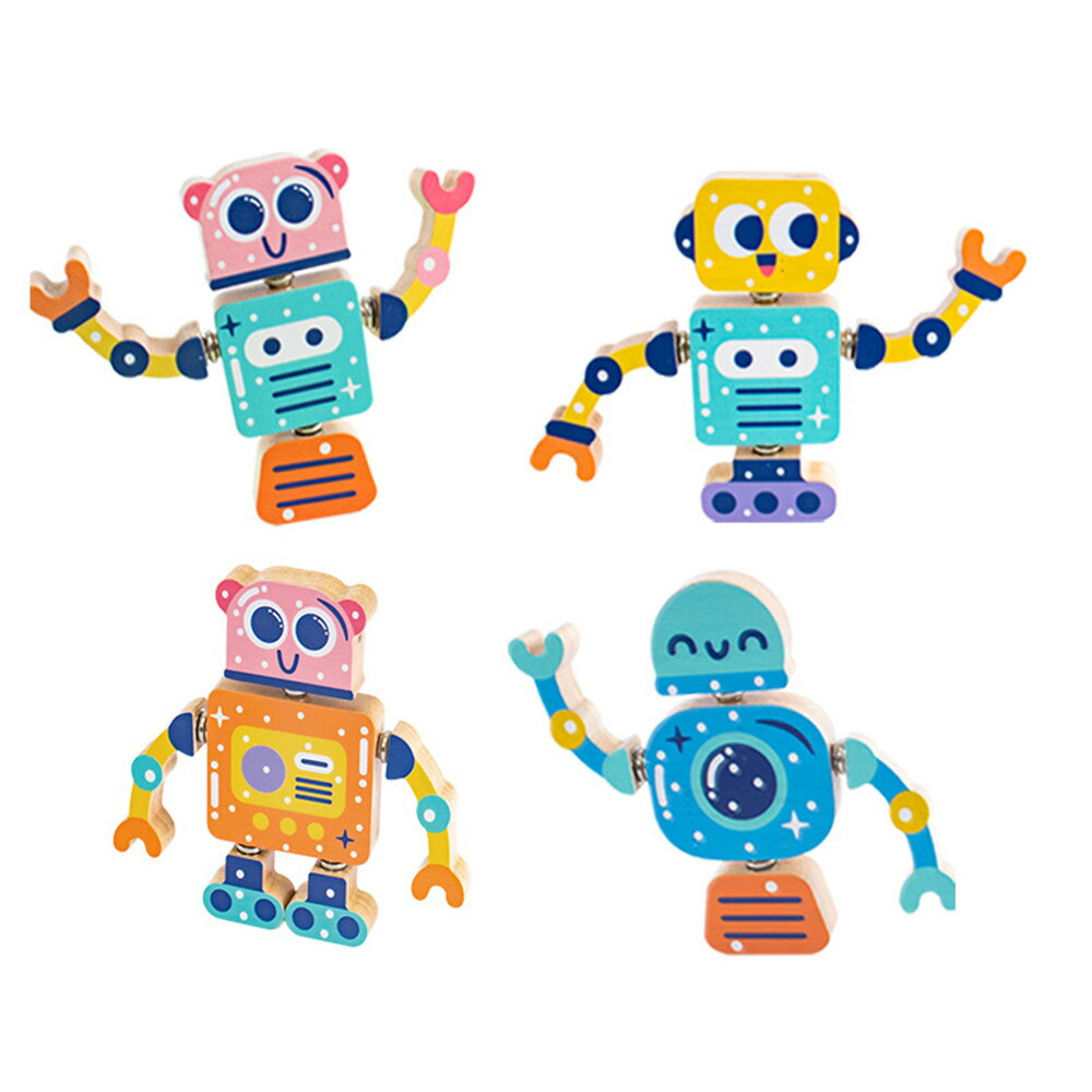 樂天商城 - 【ポイント10倍！】セット 木製ロボット おもちゃ 知育玩具 モンテッソーリ 玩具 積み木 3 4 5 6 7 8歳 おもちゃ 木製パズル ウッドパズル Robot 男の子 女の子 誕生日 プレゼント ベイビー 赤ちゃん 小学生 論理トレーニング