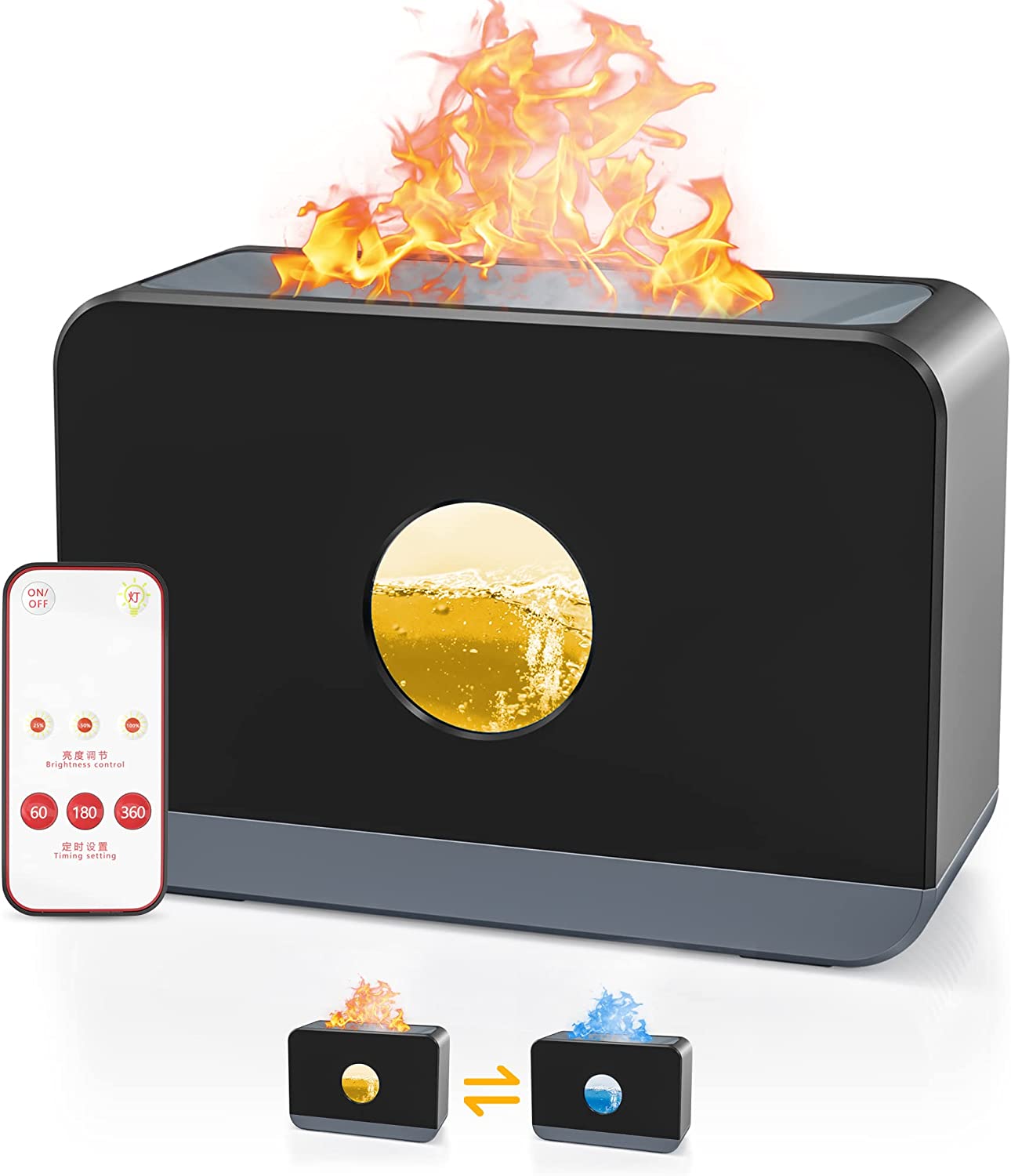 2021新登場 炎の加湿器 卓上 220mL 大容量 加湿器 USB給電式 リモコン付き 3時間加湿 アロマ 静音 卓上加湿器 空気清浄機 空焚き防止 部屋