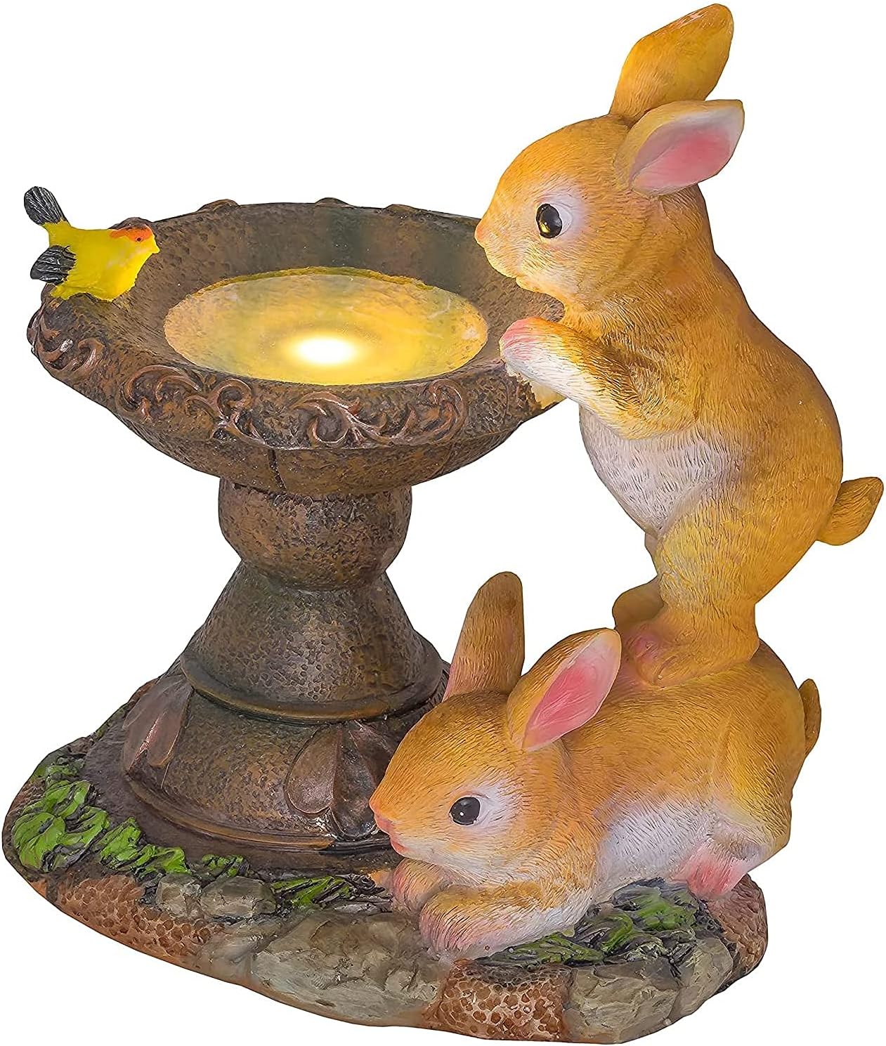 LEDライト ソーラーうさぎ鳥 飾り屋外アニマル置物樹脂 庭 装飾屋外ガーデンガーデンライトガーデンダ..