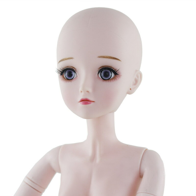【新しいメイクアップ製品】ドールヘッド ドーパーツ 頭部 1/3スケール 女性人形 ドールメイキング ピンク色 肌と禿げ頭 裸の人形