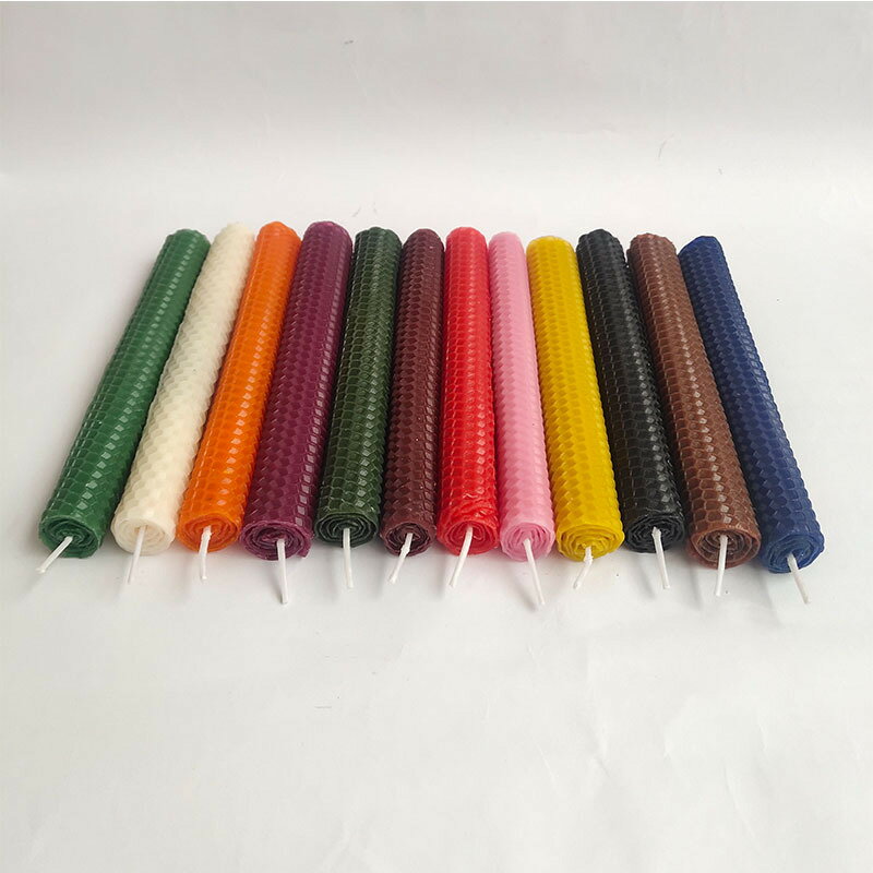 天然蜜蝋テーパーキャンドル、ハニカムデザイン手巻き蜜蝋キャンドル、垂れない、無煙、6個セット