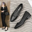 作業着 つま先が尖ったソフトレザー プロフェッショナルシングルシューズ ブラックソフトソール 快適な女性用レザーシューズ 長時間 作業でも足が疲れない 女性用ワークシューズ ブラック ヒール 高さ2cm