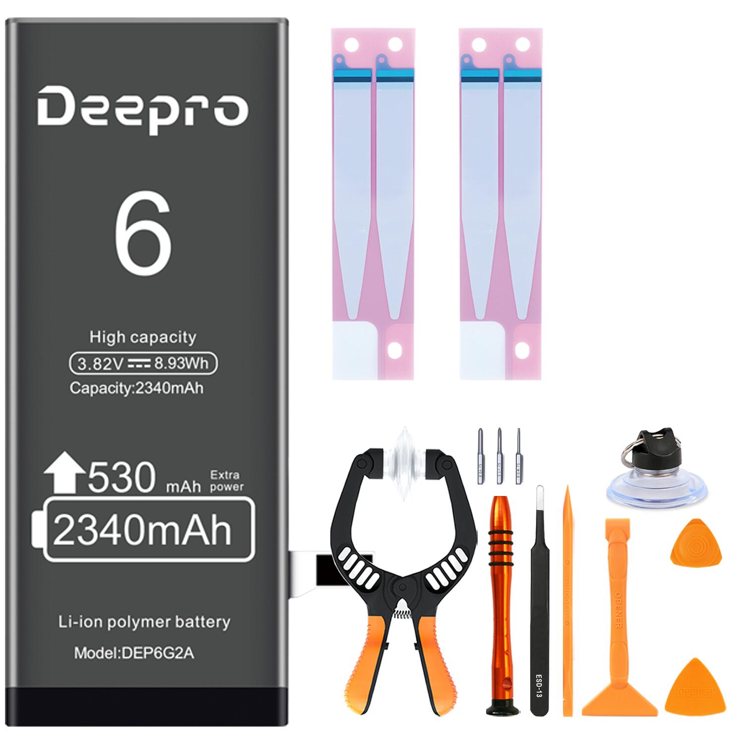 Deepro iPhone6 バッテリー 交換用キット 大容量バッテリー 2340mAh 3.8V PSE認証済 1年保証 説明書 工具付