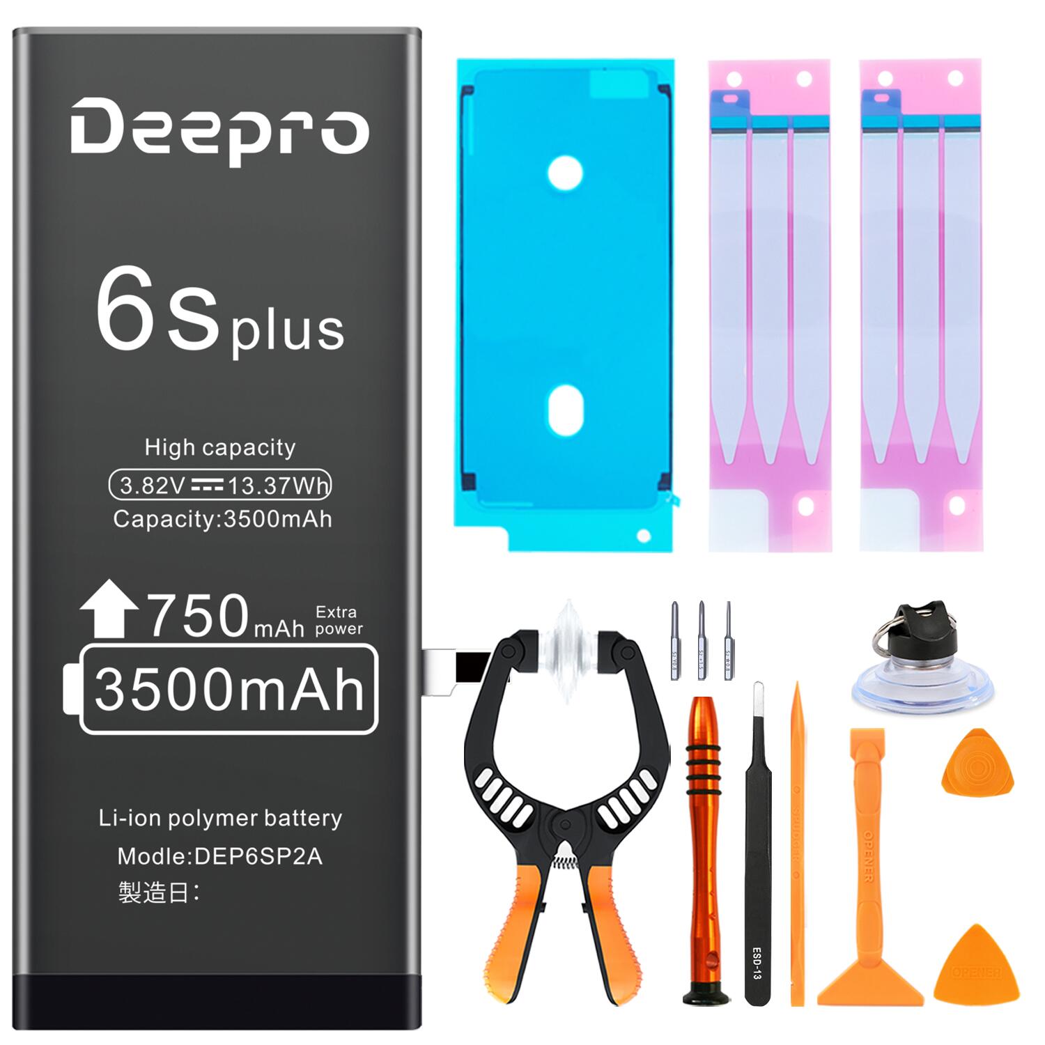 Deepro iPhone 6s Plus バッテリー 交換用キット 大容量バッテリー 3500mAh 3.82V PSE認証済 2年保証 説明書 工具付