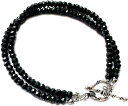 ブレスレット メンズ 天然石アクセサリー ブラックスピネル ダブル 男のアクセサリー イケオジ ブレス シルバー925 留め具 DEEP ZONE 入学祝い 就...