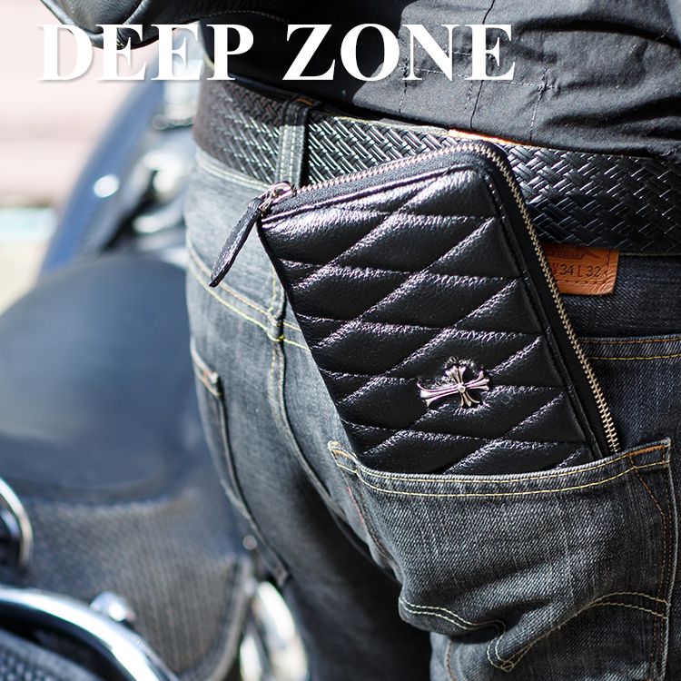 ブランド革財布（男性向け） DEEP ZONE 本革 牛革 長財布 革財布 メンズ ロングウォレット レザーウォレット ラウンドジップ シュリンクレザー カジュアル バイカー ギフト入学祝い 就職祝い 卒業祝い 退職祝い プレゼントにも 送料無料 男性へのプレゼントに ハード系 ロック系