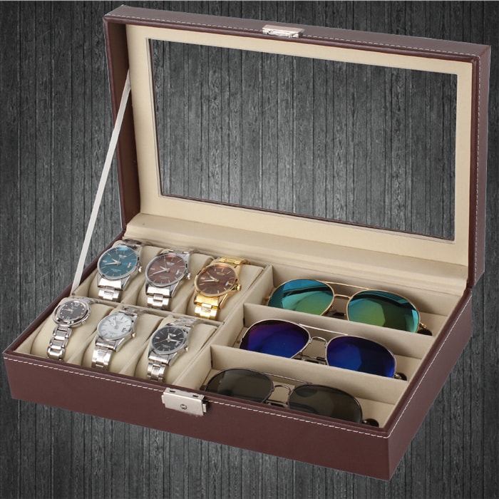 腕時計 収納ケース サングラス 眼鏡 収納 ケース 保管ボックス 腕時計6本 眼鏡3本 収納可能