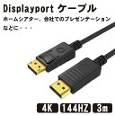 Displayport ケーブル 3.0m 4K@60Hz/ 2K@165Hz/ 2K@144Hz, DP to DP ケーブル, 最大21.6Gbps ハイスピード, デスクトップPC/ノートパソコン/テレビ対応 送料無料