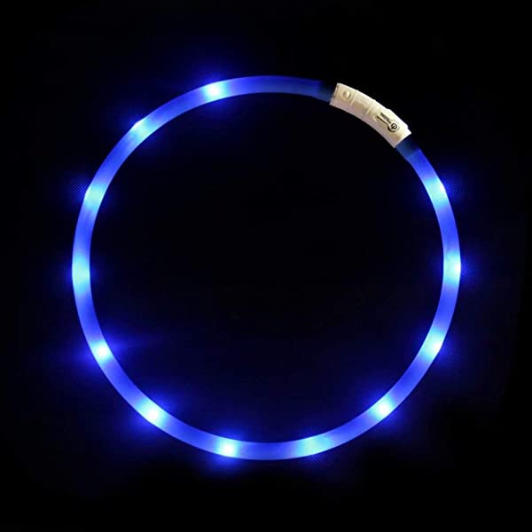 LED 光る 首輪 USB 再充電 ドッグ カラー 12個のLEDライト [500m先から目視可能] ペット 夜間 安全性 [3種類のライトモードを搭載...