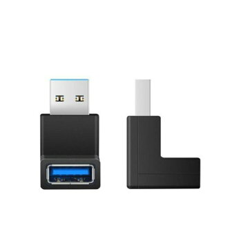 USB 2個セット 3.0 延長 L字型 アダプター 90度 上向き 下向き (2個セット) 方向変換 超高速 5Gbps USB 切り替え 直角 延長ケーブル