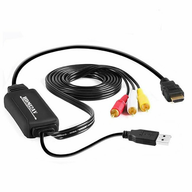 車載用対応 HDMIコンポジット変換 HDMI to RCA/AV/コンポジット 変換アダプター ケーブル 1080P USB給電 車載モニター テレビ ソフト不要 アナログ3