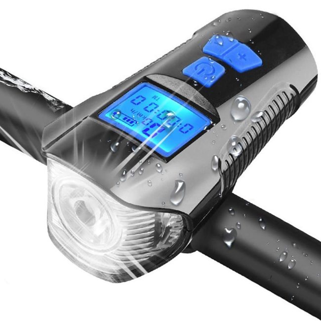 走行速度 自転車用ライト 距離 データ 自転車前照灯 照明 5600mAh 充電式 LED 広角 メーター付き ラッパ機能付き USB 4段階調光 超小型
