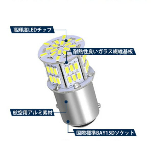 ブレーキランプ LED テールランプ 駐車ライト 超高輝度54連 ホワイト1200LM 12V車用