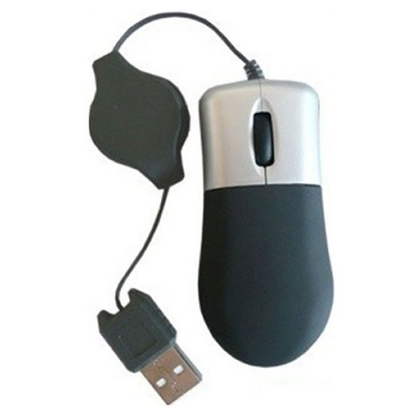 マウス 有線 USB 光学式 軽量 パソコン PC フィット 小型 コンパクト 巻き取り式 リール