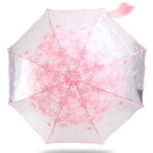 ビニール傘 かわいい 折りたたみ レディース 桜 おしゃれ 軽量 クリア 透明 8本骨 軽量 雨傘 日傘