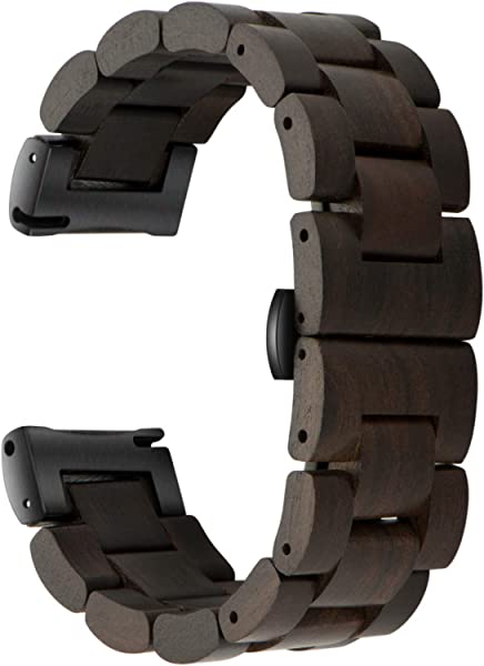 Samsung Galaxy Watch Active/Active 2用 40/42/44mm 木製 ステンレススチール ウォッチバンド 木製 腕時計バンド 20mm クイックリリースストラップ 交換用ブレスレットリストバンド (ブラウン+ブラック)