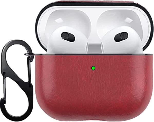 楽天deer-shopAirPods 3 ケース レザーケース エアーポッズ ケース 全面保護 イヤホン ポーチ 可愛い オシャレ 軽量 保護カバー キーチェーン付き Apple Airpods 3充電ケース （赤）