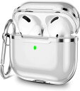 AirPods 3 ケース 2021モデル AirPods 3に対応 TPU透明カバー LED可視 カラビナ付き ワイヤレス充電対応 紛失防止 耐衝撃 装着充電...