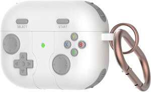 AirPods Pro2 ケース (2022/2019) AirPods Pro 第2世代 ケース シリコン 保護ケース カラビナ付き クラシック ゲーム機 デザイン ファッション カバー ワイヤレス充電対応 可視LEDライト 耐衝撃 エアーポッズプロ ケース (ホワイト) 送料無料