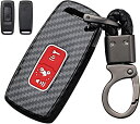 キーケース スマートキーケース キーカバー シリコンカバー 手触りいい 2ボタン Honda 専用設計 キーホルダー PCX150 125 X-ADV SH125 Scoopy SH300 Forza125 300 等適用 炭素繊維 ABSプラスチック バイクキーケース (レッド) 送料無料
