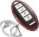 キーケース スマートキーケース キーカバー ソフト TPU 手触りいい 3 4 5ボタン 日産 専用設計 キーホルダー NISSAN デイズ セレナ エクストレイル エルグランド スカイライン ノート キューブ ジューク キックス 等に適用 キーホルダー (レッド) ...
