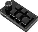 ノブ付き 6キー ミニキーパッド 多機能プログラマブルマクロキーボード USBデータケーブル付き ゲーム用DIYメカニカルキーボード(フルブラック)