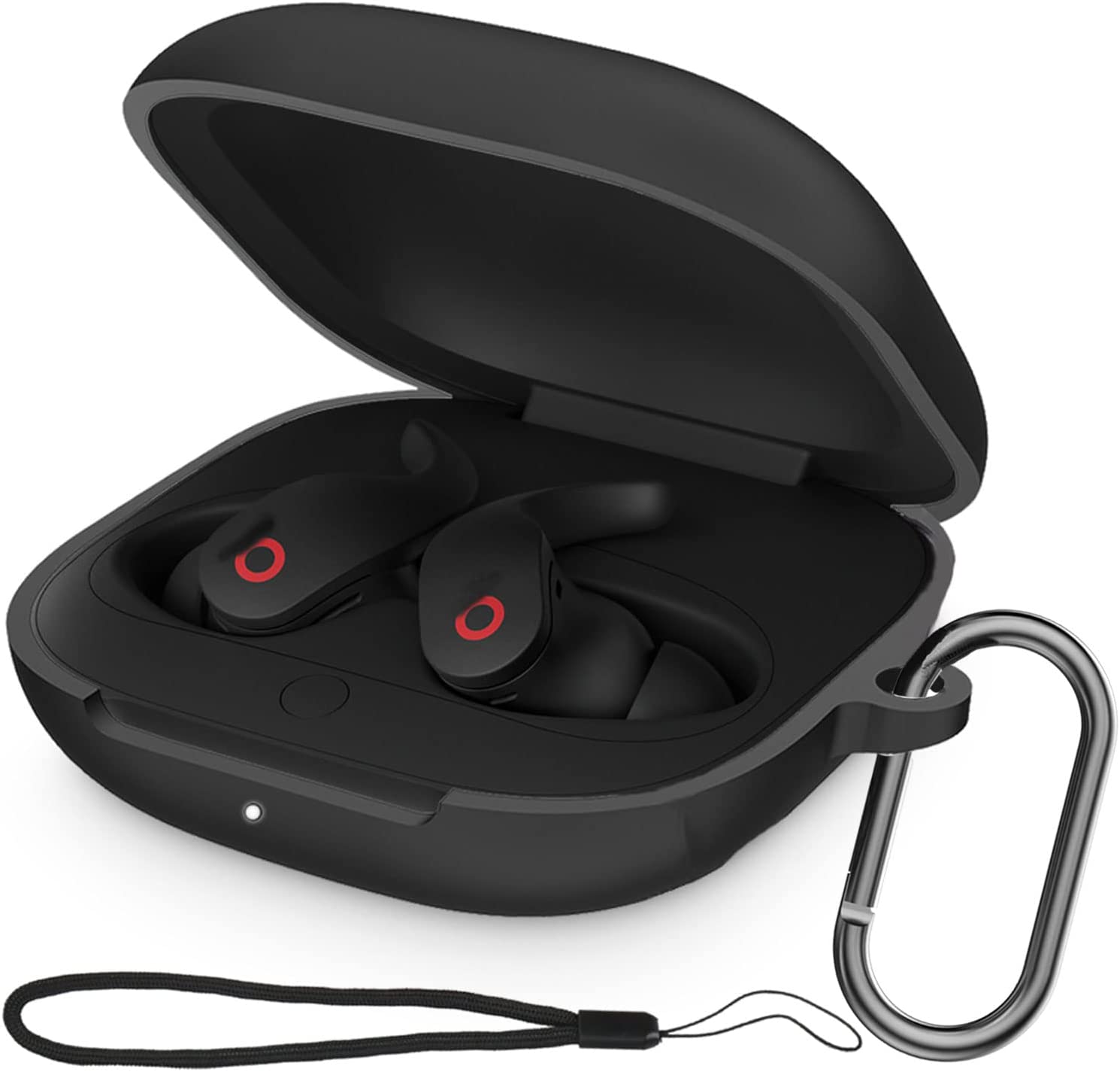 Beats Fit Pro 保護ケース ソフトシリコン スキンケース カバー Beats Fit Pro 2021 キーチェーン ストラップ付き 衝撃吸収 保護ケース(黒) 送料無料