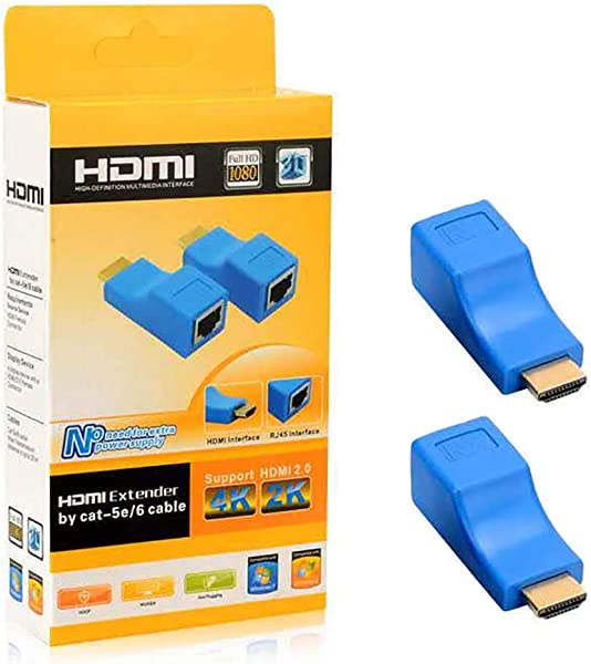 HDMI to RJ45 ϊA_v^[ HDMIgV[o HDMI Ro[^  TX RX 4K 2K 1080P 3D CAT5E 6 LAN C[TlbgA_v^[30M g HDMIM@ 2F (u[)