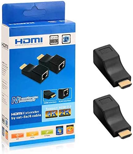HDMI to RJ45 Ѵץ HDMIȥ󥷡 HDMI С Ĺ TX RX 4K 2K 1080P 3D CAT5E 6 LAN ͥåȥץ30M ĥ HDMI 2 (֥å.)
