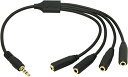 4極 3.5mm ミニプラグ (オス ) 4極 3.5mm X4 AUXステレオオーディオ延長ケーブル ブラック0.3m(3.5 4極M-3.5 4極FX4) ...