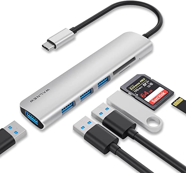 USB C nu 6in1 USB Type C HUB ϊA_v^ USB 3.0|[g4 f[^] ^CvC nu TFJ[h/SDJ[hMacBook Pro/MacBook Air/iPad Pro Samsung Galaxy Ȃ foCXΉ (Silver) 