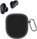 Bose QuietCom t Earbuds II用 ケース 紛失防止用 フック 搭載 軽量 キズ防止 防塵 傷つきにくい 柔らかなシリカゲルのスポーツクールなデザイン 衝撃 吸収 スリム ソフト ケースカバー 落下防止保護(ブラック)