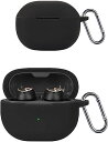 SOUNDPEATS Mini Pro HS ケース 紛失防止 フック 搭載 軽量 キズ防止 防塵 傷つきにくい ソフト シリコン スポーツクールなデザイン 衝撃 吸収 スリム ソフト ケースカバー 落下防止保護(ブラック)