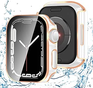 【2枚】 アップルウォッチ カバー 44mm 対応 AppleWatch ケース ツートンカラー メッキ 光沢 スマートウォッチ 保護 ケース 耐衝撃 全面保護 超薄型 対応 アップルウォッチse 第二世代 se 6 5 4 AppleWatch se2 se 6 5 4(44mm,防水のホワイト+ローズゴールド)...