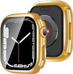 【2枚セット】 アップルウォッチ カバー ケース 45mm 対応 ケース PC+ガラス,電気めっきの光沢 一体型 AppleWatch 保護 ケース 対応 アップルウォッチ9/8/7 Apple Watch 9/8/7 (45mm,光沢のゴールド) 送料無料