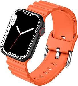 【2023新モデル】 アップルウォッチ バンド Apple Watch 42mm/44mm/45mm/49mm スポーツバンド 交換 スマートウォッチ シリコン ベルト 簡単 装着 防汗 防水 軽量 柔らかい 通気 耐衝撃 Apple Ultra2/Ultra/SE2/SE/8/7/6/5/4/3/2/1 (42/44/45/49mm ,オレンジ) ...