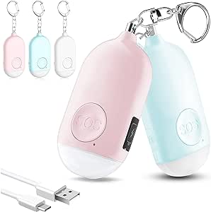 【2個セット】 防犯ブザー LEDライト付き 防犯アラーム USB充電式 大音量130dB 防水 防犯 ブザー 小学生 女の子 男の子 女性 大人 子供 ピンク+ブルー